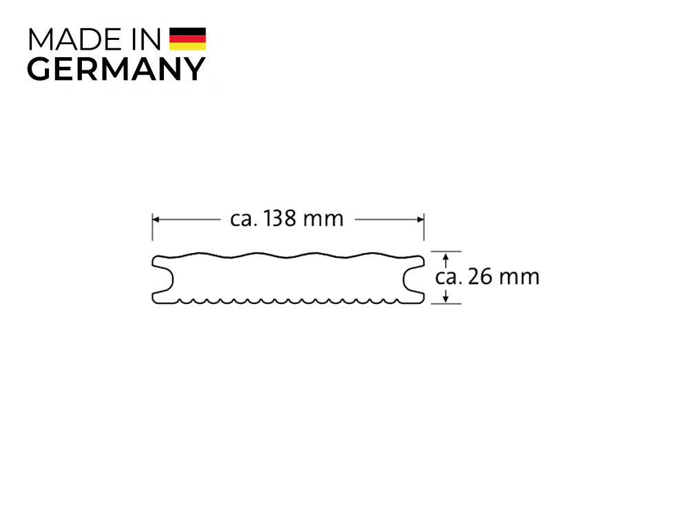 26x138 mm "Die Beliebte select", WPC Terrassendielen, beidseitig gebürstet, braun gewellt/fein, Vollprofil