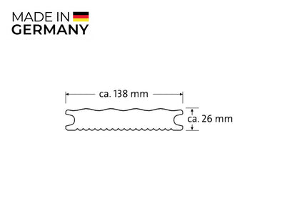 26x138 mm "Die Beliebte select", WPC Terrassendielen, beidseitig gebürstet, braun gewellt/fein, Vollprofil