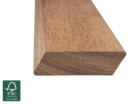 Brazilian Teak (Cumaru) Rhombusleisten,  20x65 mm, KD, 15° Schräge, gehobelt Kanten gerundet – Bild 2