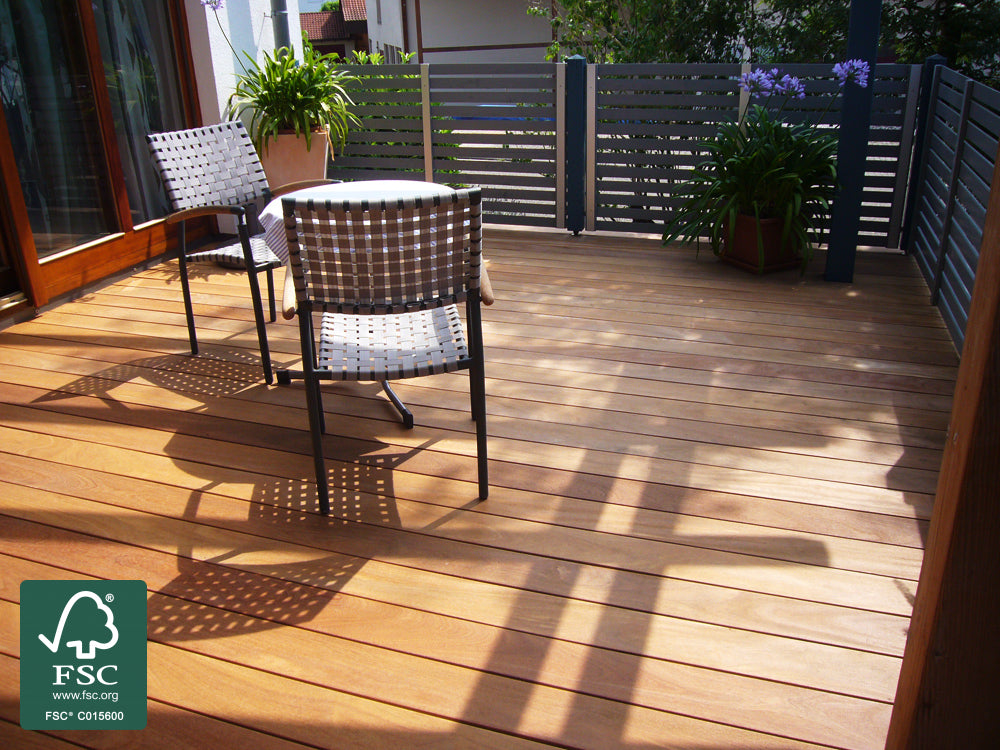 Cumaru Terrassendielen, 25x145 mm, KD, glatt/glatt