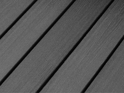 38x140 mm "Die Starke", WPC-Massivdiele, anthrazit mit Holzmaserung, leicht gebürstet/fein geriffelt