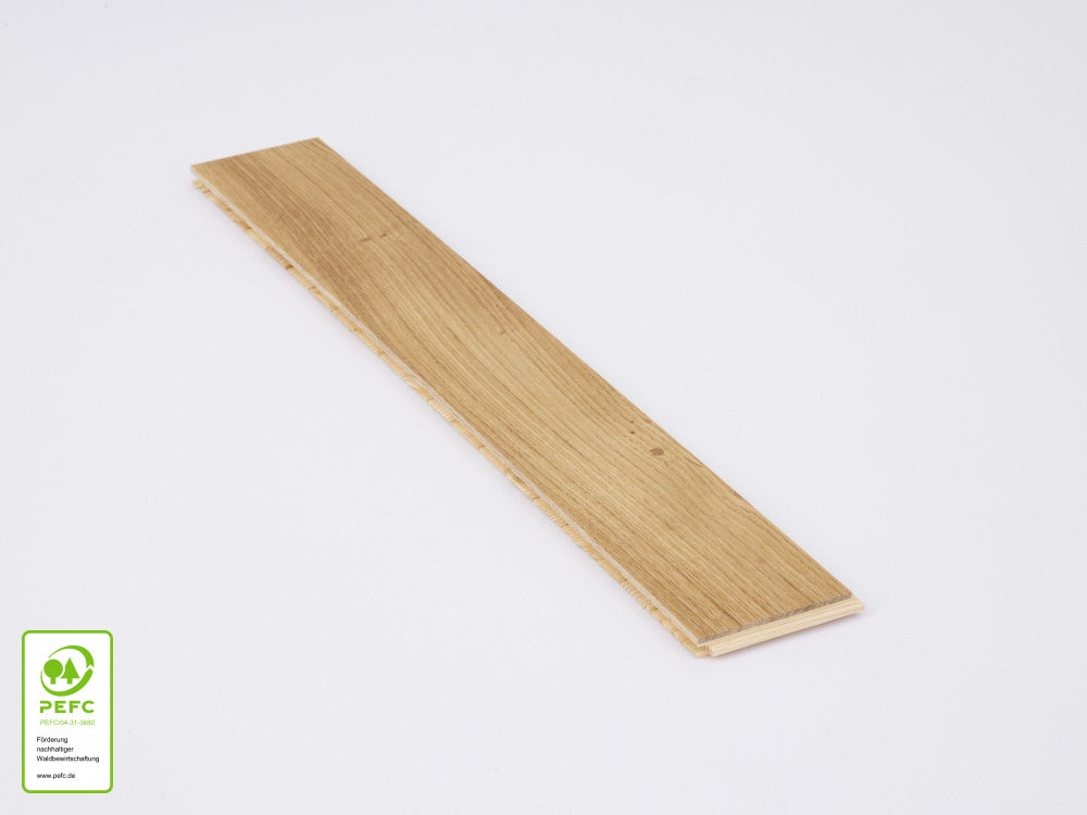 KAHRS Parkett Eiche "Fishbone" Natura, lackiert, scharfkantig, 11x70x490 mm Nut & Feder, Aufbau: 2-Schicht, Nutzschicht: ca. 4 mm