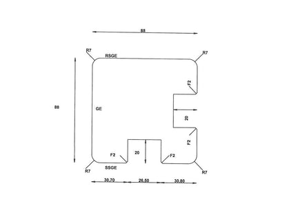 Sibirische Lärche Eckpfosten, 90×90mm, Serie: "Kiel", KD, unbehandelt, Länge: 2,00 m