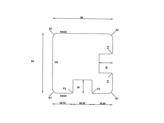Sibirische Lärche Eckpfosten, 90×90mm, Serie: "Kiel", KD, unbehandelt, Länge: 2,00 m