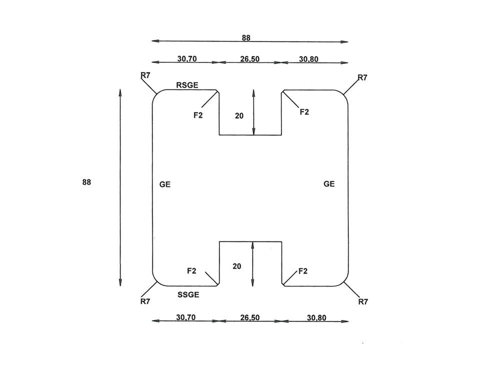 Sibirische Lärche Mittelpfosten, 90×90mm, Serie: "Kiel", KD, unbehandelt, Länge: 2,00 m