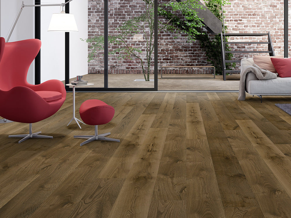KAHRS Parkett Eiche "Prestige" Markant, geräuchert, naturgeölt, gebürstet, Klick, 14/3x190x1900 mm, 2,890 m² / VE