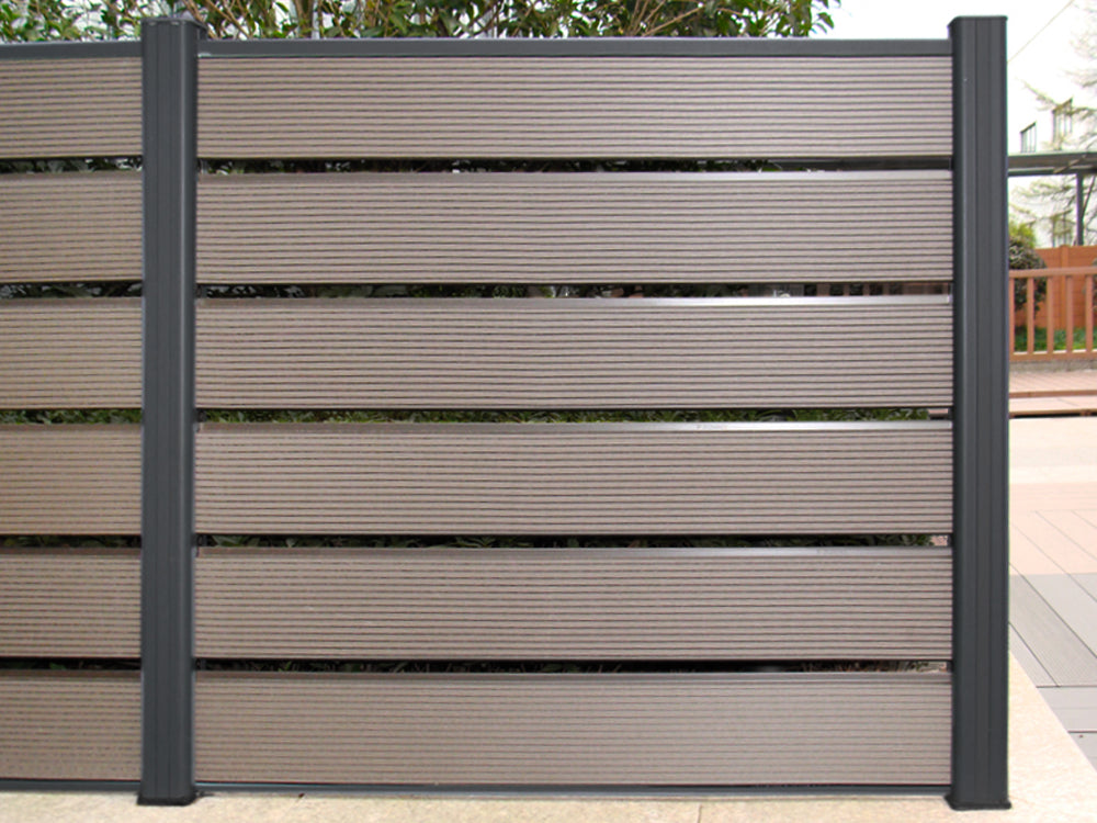 KAHRS WPC Zaunpfostenset 80×80mm, Alu, Länge 1,85m, inkl. Kappe + 3 Abdeckleisten, Farbe: Anthrazit/Graubraun (ähnlich R