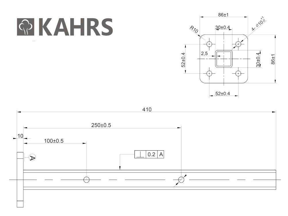 KAHRS WPC Zaun Pfostenträger zum Aufdübeln für Alu-Pfosten, schwarz beschichtet, inkl. Schrauben, u.a. für Serie: "Lübec