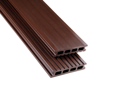26×145mm Kovalex® Standard WPC-Terrassendiele, schokoladenbraun, ungebürstet, Hohlkammer, grob/fein