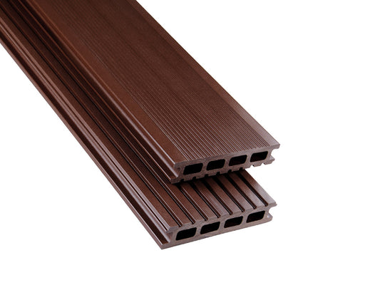 26×145mm Kovalex® Standard WPC-Terrassendiele, schokoladenbraun, ungebürstet, Hohlkammer, grob/fein