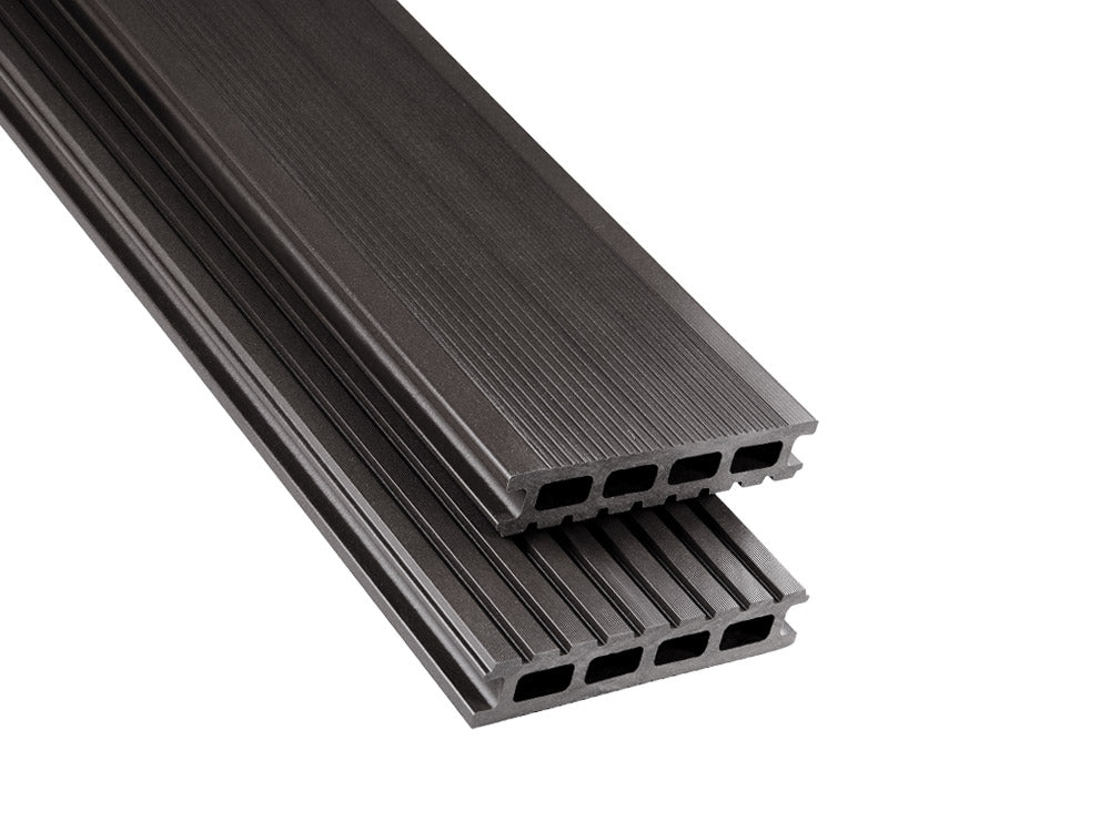 26×145mm Kovalex® Standard WPC-Terrassendiele, graubraun, ungebürstet, Hohlkammer, grob/fein