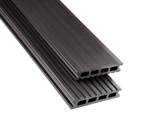 26×145mm Kovalex® Standard WPC-Terrassendiele, graubraun, ungebürstet, Hohlkammer, grob/fein