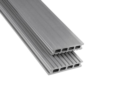 26×145mm Kovalex® Standard WPC-Terrassendiele, grau, ungebürstet, Hohlkammer, grob/fein