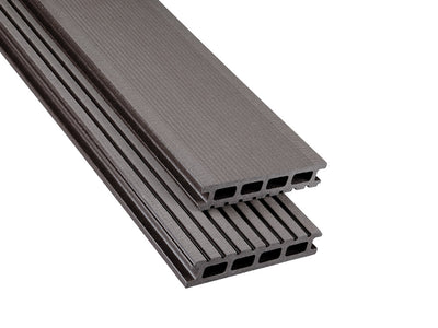 26×145mm Kovalex® Standard WPC-Terrassendiele, graubraun, gebürstet, Hohlkammer, grob/fein