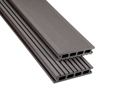 26×145mm Kovalex® Standard WPC-Terrassendiele, graubraun, gebürstet, Hohlkammer, grob/fein