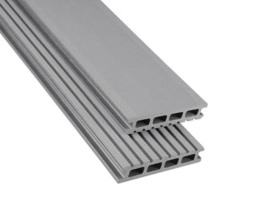 26×145mm Kovalex® Standard WPC-Terrassendiele, grau, gebürstet, Hohlkammer, grob/fein