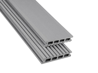 26×145mm Kovalex® Standard WPC-Terrassendiele, grau, gebürstet, Hohlkammer, grob/fein
