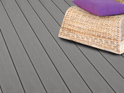 26×145mm Kovalex® Standard WPC-Terrassendiele, grau, gebürstet, Hohlkammer, grob/fein