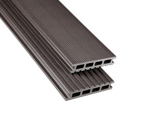 26×145mm Kovalex® Standard WPC-Terrassendiele, graubraun, mattiert, Hohlkammer, grob/fein