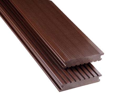 26×145mm Kovalex® Standard WPC-Terrassendiele, schokoladenbraun, ungebürstet, Vollprofil, grob/fein