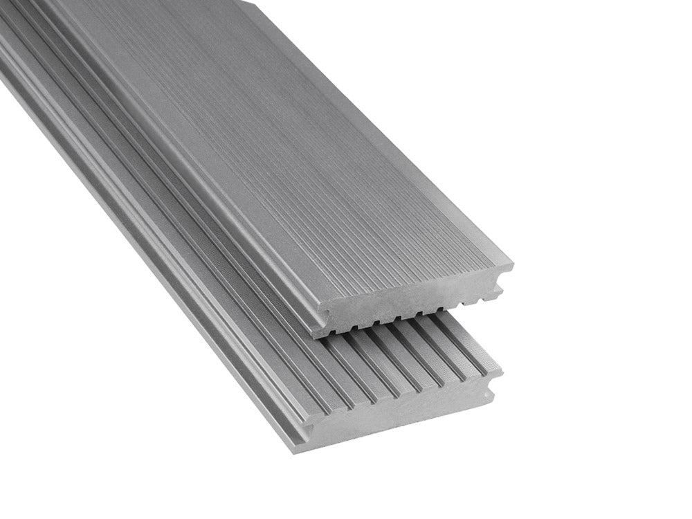 26×145mm Kovalex® Standard WPC-Terrassendiele, grau, ungebürstet, Vollprofil, grob/fein