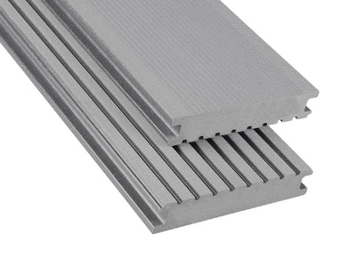 26×145mm Kovalex® Standard WPC-Terrassendiele, grau, gebürstet, Vollprofil, grob/fein