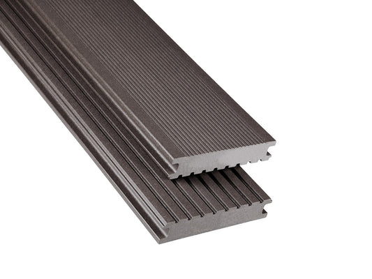 26×145mm Kovalex® Standard WPC-Terrassendiele, graubraun, mattiert, Vollprofil, grob/fein