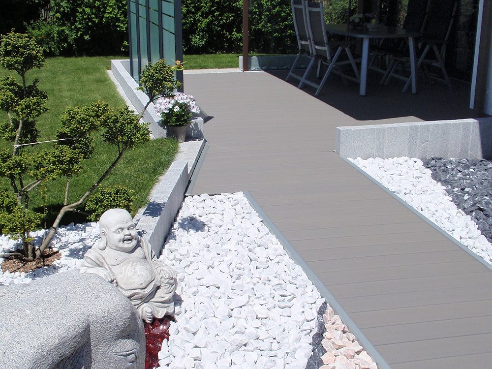 26×145mm Kovalex® Standard WPC-Terrassendiele, grau, mattiert, Vollprofil, grob/fein
