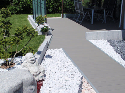26×145mm Kovalex® Standard WPC-Terrassendiele, grau, mattiert, Vollprofil, grob/fein