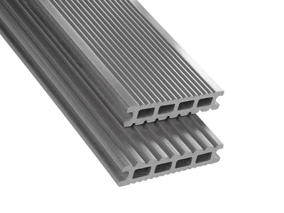 26×145mm Kovalex® Exklusiv WPC-Terrassendiele, grau, ungebürstet, Hohlkammer, grob/fein
