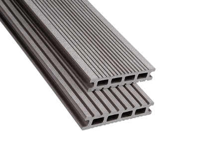 26×145mm Kovalex® Exklusiv WPC-Terrassendiele, graubraun, gebürstet, Hohlkammer, grob/fein