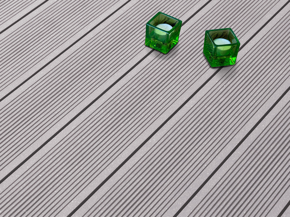 26×145mm Kovalex® Exklusiv WPC-Terrassendiele, grau, gebürstet, Hohlkammer, grob/fein