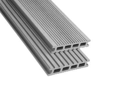 26×145mm Kovalex® Exklusiv WPC-Terrassendiele, grau, gebürstet, Hohlkammer, grob/fein