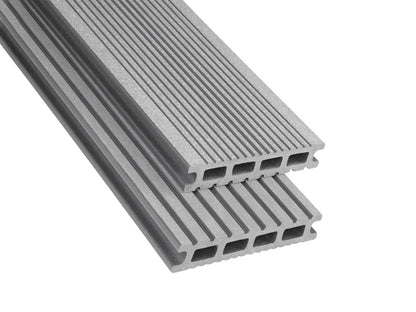 26×145mm Kovalex® Exklusiv WPC-Terrassendiele, grau, gebürstet, Hohlkammer, grob/fein