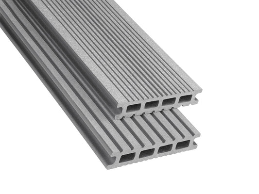 26×145mm Kovalex® Exklusiv WPC-Terrassendiele, grau, gebürstet, Hohlkammer, grob/fein
