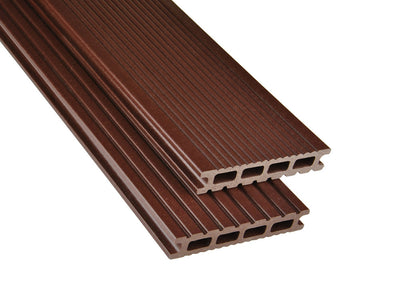 26×145mm Kovalex® Exklusiv WPC-Terrassendiele, schokoladenbraun, mattiert, Hohlkammer, grob/fein