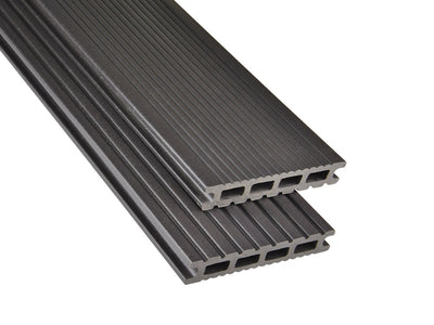 26×145mm Kovalex® Exklusiv WPC-Terrassendiele, graubraun, mattiert, Hohlkammer, grob/fein