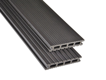 26×145mm Kovalex® Exklusiv WPC-Terrassendiele, graubraun, mattiert, Hohlkammer, grob/fein