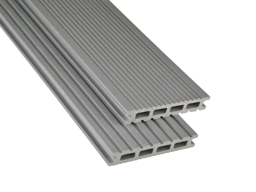 26×145mm Kovalex® Exklusiv WPC-Terrassendiele, grau, mattiert, Hohlkammer, grob/fein