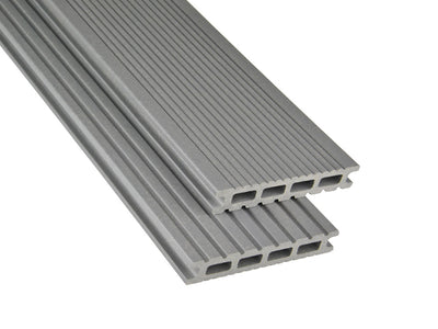 26×145mm Kovalex® Exklusiv WPC-Terrassendiele, grau, mattiert, Hohlkammer, grob/fein