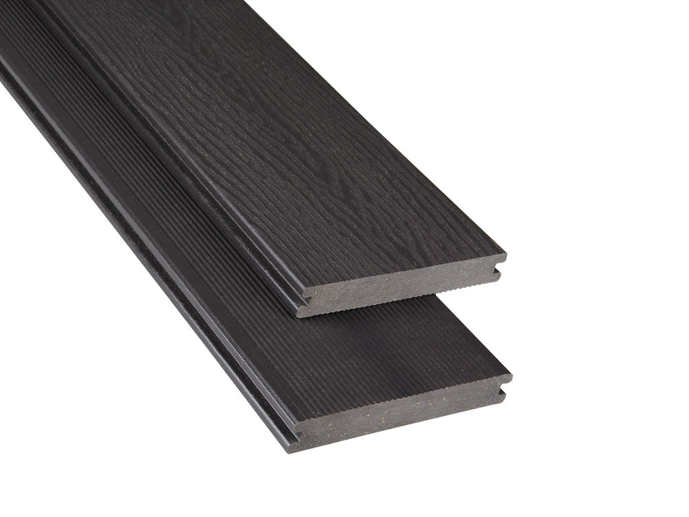 20×145mm Kovalex® WPC-Massivdiele, Struktur/fein, graubraun, mattiert, Vollprofil