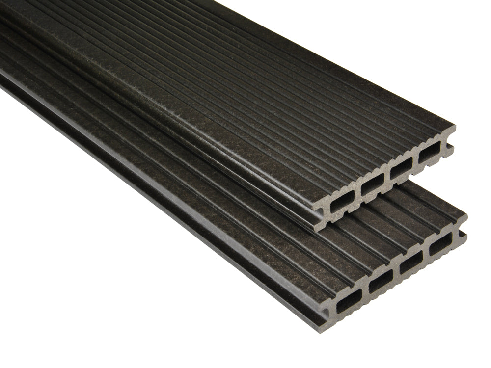 26×145mm Kovalex® Exklusiv WPC-Terrassendiele, anthrazit, mattiert, Hohlkammer, grob/fein