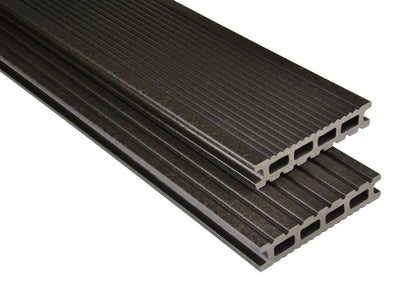 26×145mm Kovalex® Exklusiv WPC-Terrassendiele, anthrazit, mattiert, Hohlkammer, grob/fein