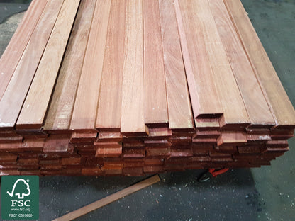 Cumaru Rhombusleisten, 25x90 mm, KD, Kanten gerundet, 30° Schräge