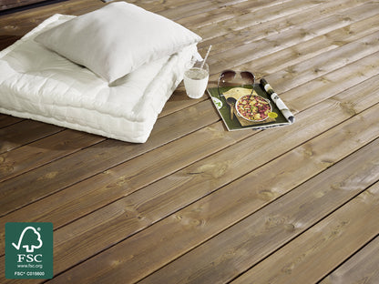 Kebony Character Terrassendielen, 28x120 mm, glatt, Kanten gerundet, Rückseite: Kanten scharfkantig
