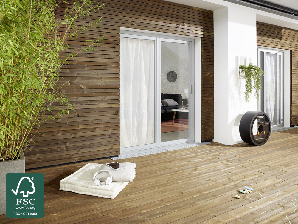 Kebony Character Terrassendielen, 28x120 mm, glatt, Kanten gerundet, Rückseite: Kanten scharfkantig