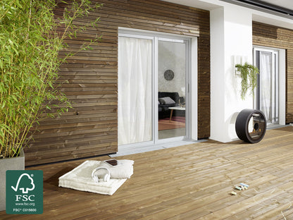 Kebony Character Terrassendielen, 28x120 mm, glatt, Kanten gerundet, Rückseite: Kanten scharfkantig