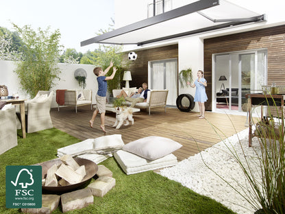 Kebony Character Terrassendielen, 28x120 mm, glatt, Kanten gerundet, Rückseite: Kanten scharfkantig