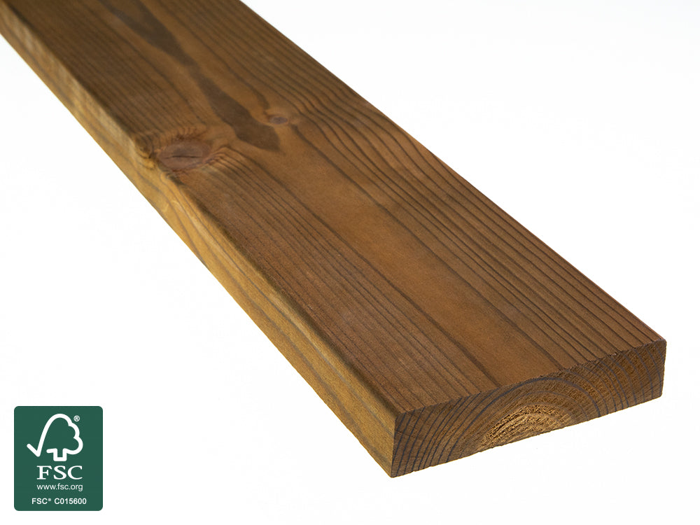 Kebony Character Terrassendielen, 28x120 mm, glatt, Kanten gerundet, Rückseite: Kanten scharfkantig