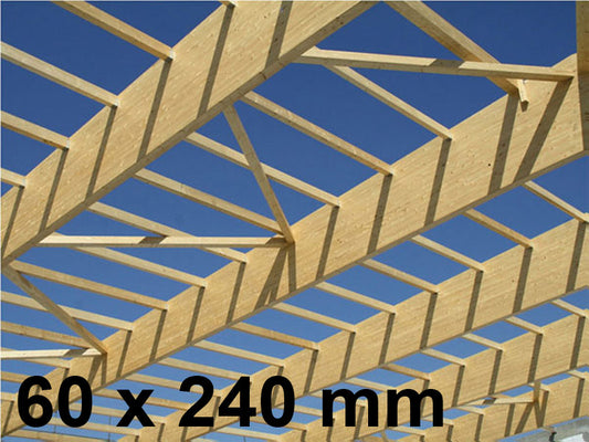 Fichte Leimbinder, 60x240 mm, "GL24h" Sichtqualität, Lamellen 40 mm